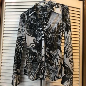 Black and white sheer blouse
